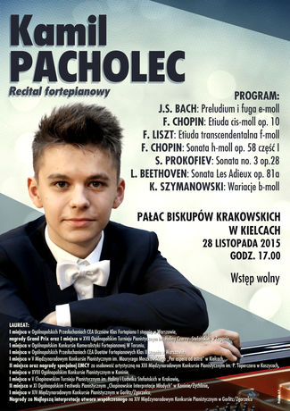 Pałac Biskupów Krakowskich Muzyka Recital fortepianowy Kamila Pacholca 