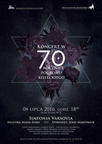 Kieleckie Centrum Kultury Muzyka Koncert w 70 rocznicę pogromu kieleckiego - Sinfonia Varsovia / Jerzy Maksymiuk 