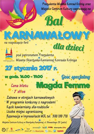 Miejskie Centrum Kultury, Skarżysko-Kamienna Kultura Bal Karnawałowy dla dzieci 