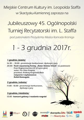 Miejskie Centrum Kultury, Skarżysko-Kamienna Kultura 45. Ogólnopolski Turniej Recytatorski im L. Staffa 